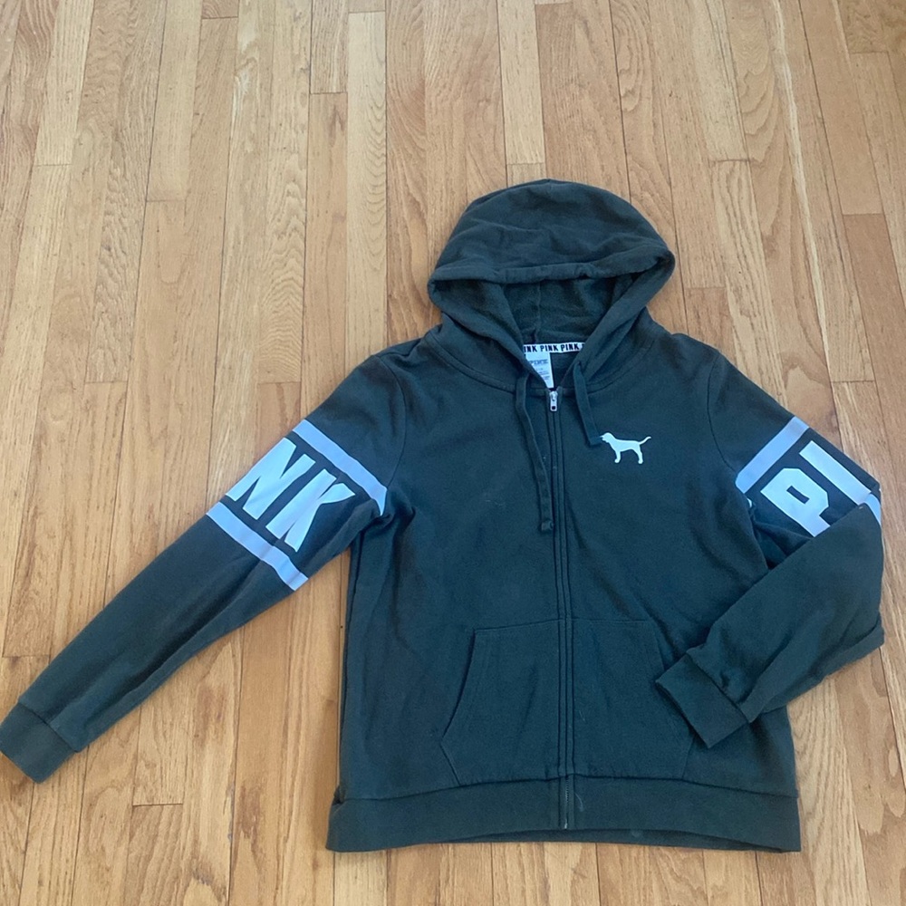 Pink Victoria’s Secret Olive Zip Up Hoodie